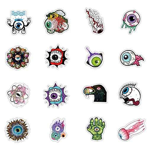 64Pcs Cool Eyeball Stickers Pack,Vinyl Waterproof Sticker Decals
