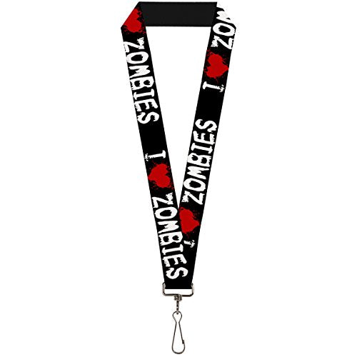 Lanyard I Heart Zombies Bloody Splatter Black White Red